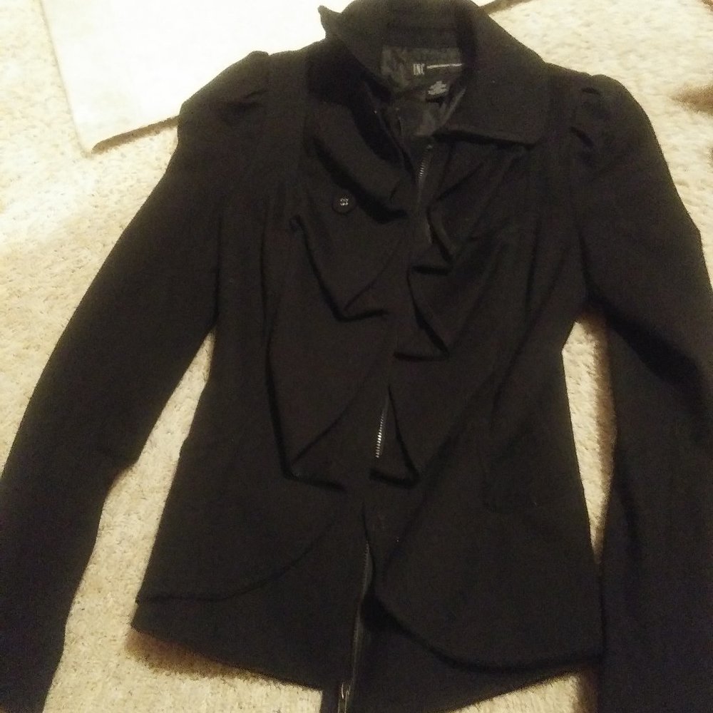 I.N.C. Macys zip ruffle black blazer jacket